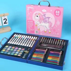 Unicorn Space Kids Art Set – Coloring, Drawing & Painting Crayons Acrylic Color Gift Set – 88 Pcs
